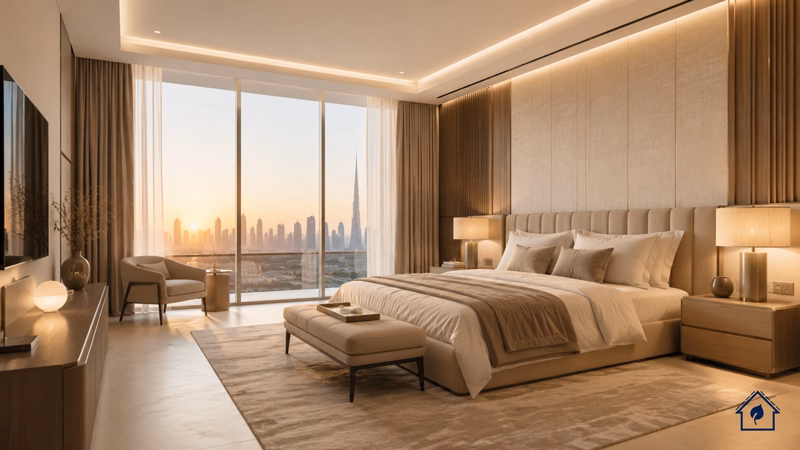 Finished Luxury Master Bedroom at Night