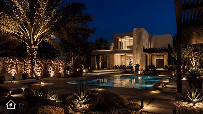 Dubai Villa Landscape Lighting at Night