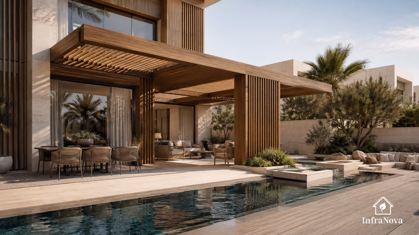 Architectural Garden Carpentry in a Dubai Villa