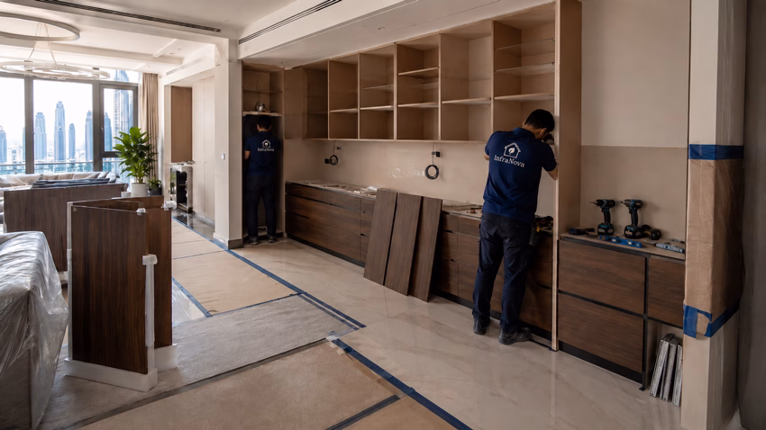 Clean Carpentry Installation Inside an Occupied Dubai Home