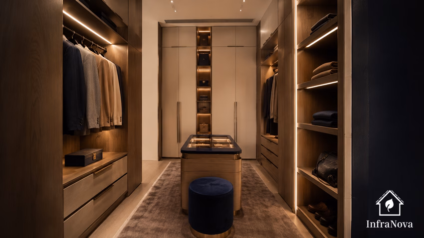 Ventilated Bespoke Walk-In Closet in a Dubai Residence