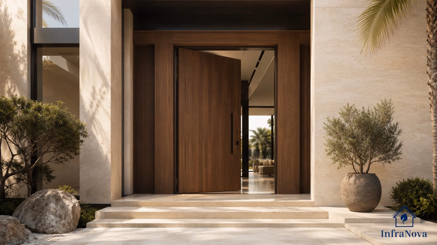 Bespoke Architectural Entrance Door in a Contemporary Dubai Villa